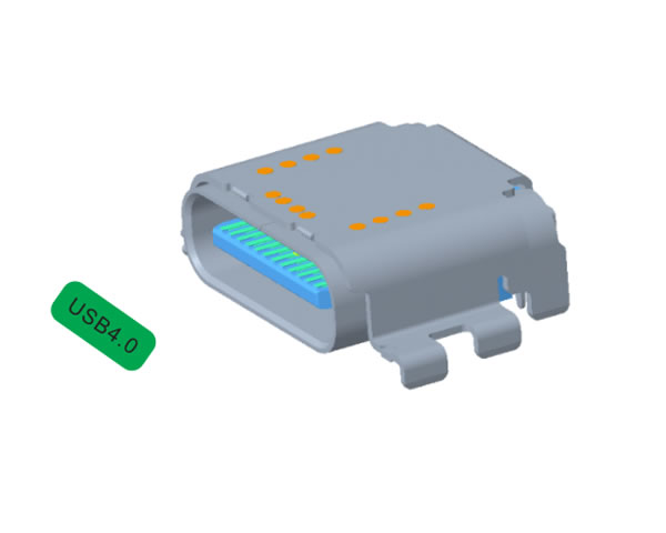 USB TYPE C 3.1 母座 有后蓋 雙殼 雙貼 CL=1.32mm，L=8.21mm